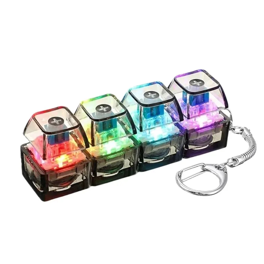 LED Keyboard Keychain Fidget Toy – Crystal Clicker Stress Relief Gadget