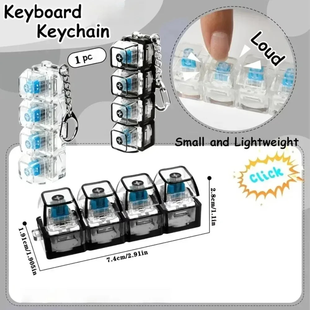 LED Keyboard Keychain Fidget Toy – Crystal Clicker Stress Relief Gadget