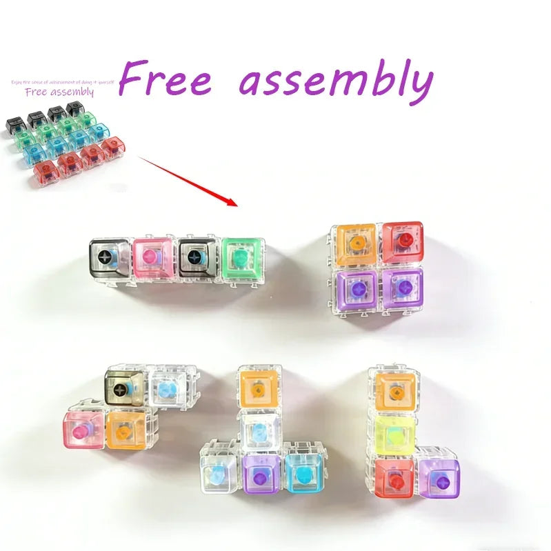 LED Keyboard Keychain Fidget Toy – Crystal Clicker Stress Relief Gadget