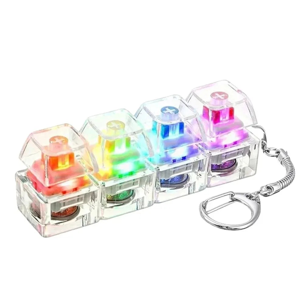 LED Keyboard Keychain Fidget Toy – Crystal Clicker Stress Relief Gadget